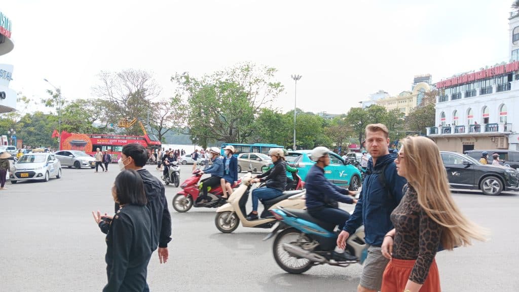 crossing a road in Vietnam safely